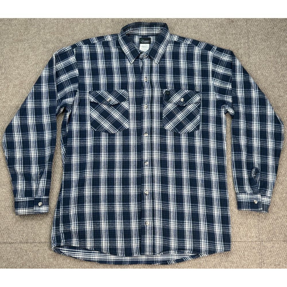 Codet Vtg Made In USA Men's‎ Button Up Long Sleeve Flannel Shirt Size L - Reg